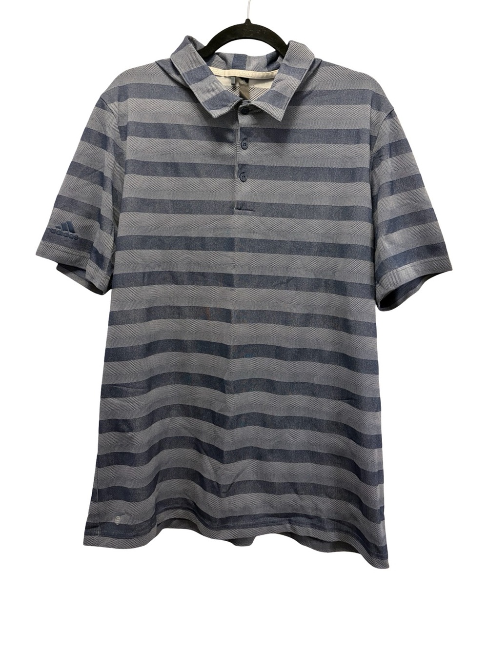Adidas Performance Polo Shirt Mens XL Blue Gray Striped Short Sleeve